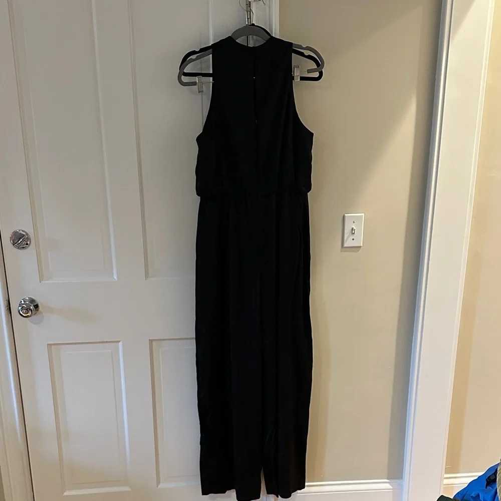 Abercrombie Elegant Black Satin Sleeveless Jumpsuit